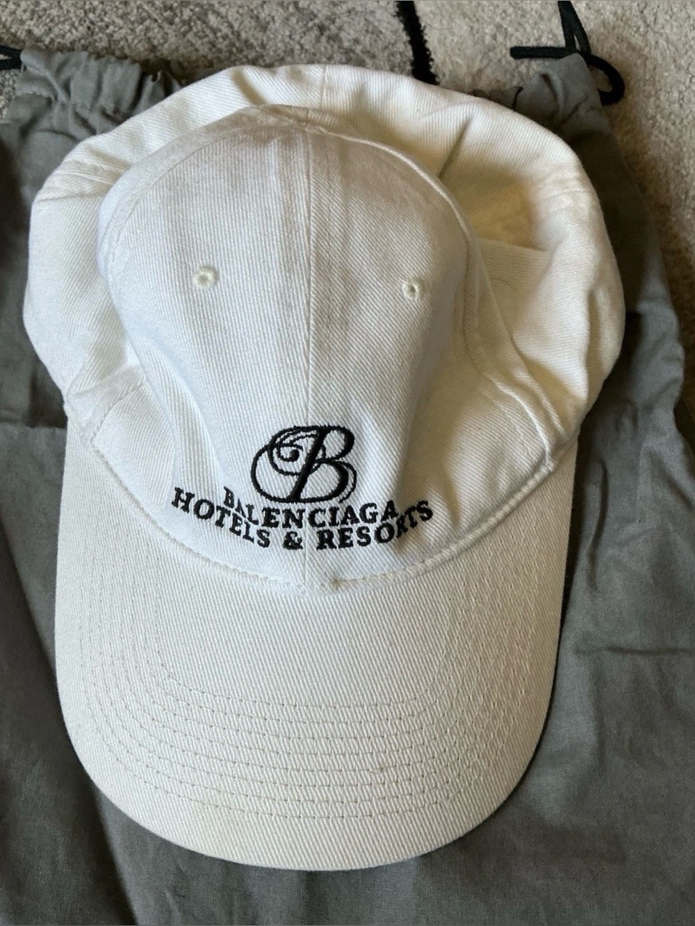Size Large - Balenciaga Logo White Cotton Adjustable Hat Cap Made In Italy